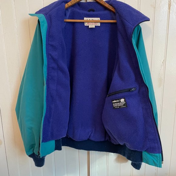 Vintage 80s LL Bean Warm Up Fleece Nylon Bomber Jacket Womens XL USA MADE - Picture 5 of 6